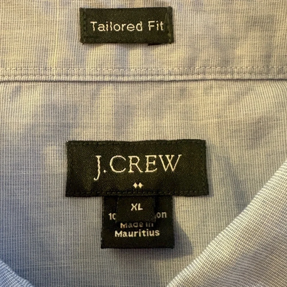 J. Crew Shirt Mens XL Tailored Fit Button Up Long Sleeve Cotton Blue - Large